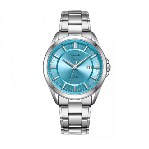 Alexandre Christie AC 8675 Silver Light Blue Man Datejust MDBSSLB